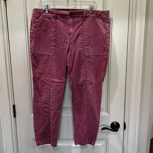 EUC Pilcro Anthropologie Pink Cotton Cropped Capris Pant Pants size 33